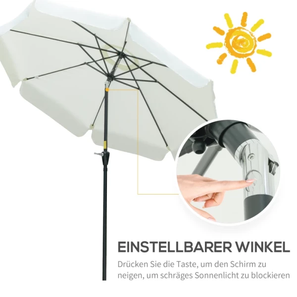  Parasol Terrasparaplu Marktparaplu Ø2,66 M UV-bescherming 50+ Tuinparasol 8 Baleinen Verstelbaar Beige 4