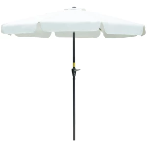  Parasol Terrasparaplu Marktparaplu Ø2,66 M UV-bescherming 50+ Tuinparasol 8 Baleinen Verstelbaar Beige 1