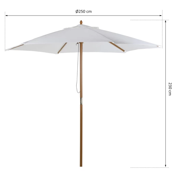  Parasol Tuinparaplu 3-laags Zonwering Bamboe 180/㎡ Polyester Wit Ø2,5 X 2,3 M 3