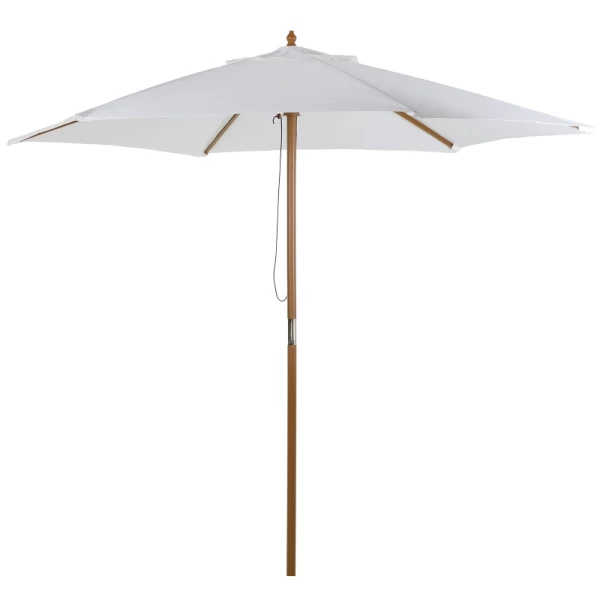  Parasol Tuinparaplu 3-laags Zonwering Bamboe 180/㎡ Polyester Wit Ø2,5 X 2,3 M 1