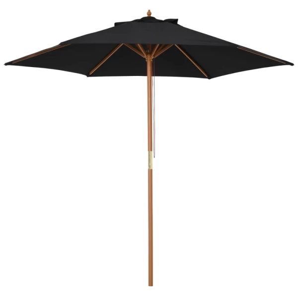  Parasol Tuinparaplu 3-laags Zonwering Bamboe 180/㎡ Polyester Zwart Ø2,5 X 2,3 M 11