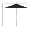  Parasol Tuinparaplu 3-laags Zonwering Bamboe 180/㎡ Polyester Zwart Ø2,5 X 2,3 M 3