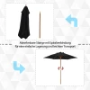  Parasol Tuinparaplu 3-laags Zonwering Bamboe 180/㎡ Polyester Zwart Ø2,5 X 2,3 M 4