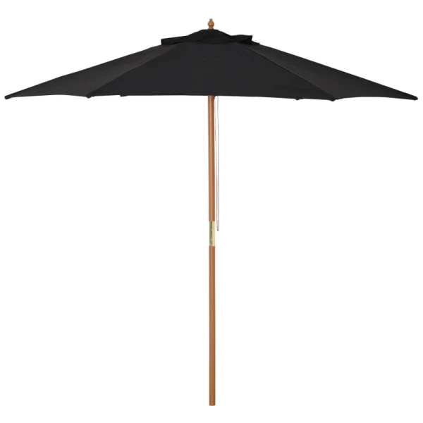 Parasol Tuinparaplu 3-laags Zonwering Bamboe 180/㎡ Polyester Zwart Ø2,5 X 2,3 M 1