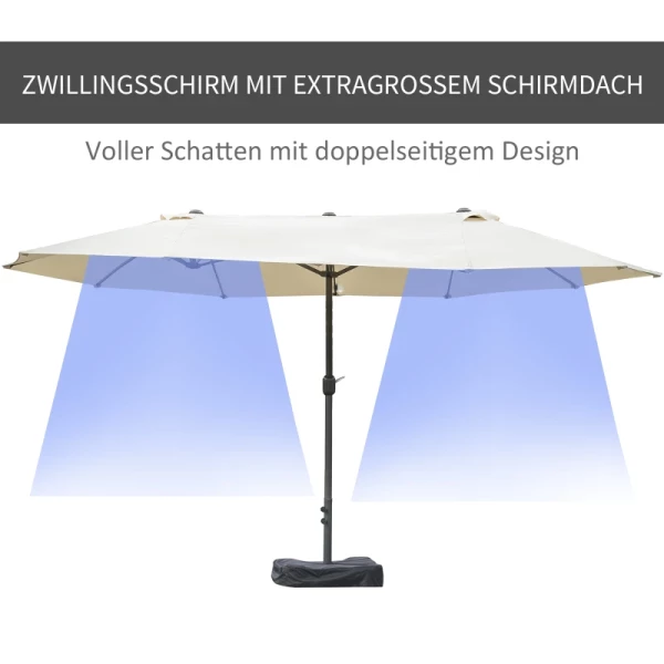  Parasol Tuinparaplu Marktparaplu Dubbele Parasol Terrasparaplu Met Parasolstandaard Handslinger Cremewit Ovaal 460 X 270 X 240 Cm 4