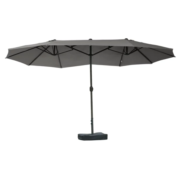  Parasol Tuinparaplu Marktparaplu Dubbele Parasol Terrasparaplu Met Parasolstandaard Handslinger Donkergrijs Ovaal 460 X 270 X 240 Cm 11