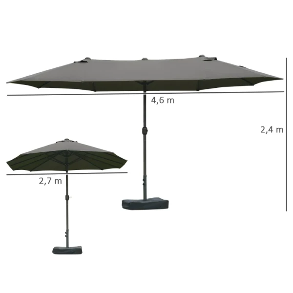  Parasol Tuinparaplu Marktparaplu Dubbele Parasol Terrasparaplu Met Parasolstandaard Handslinger Donkergrijs Ovaal 460 X 270 X 240 Cm 3