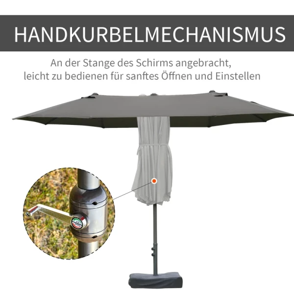  Parasol Tuinparaplu Marktparaplu Dubbele Parasol Terrasparaplu Met Parasolstandaard Handslinger Donkergrijs Ovaal 460 X 270 X 240 Cm 5