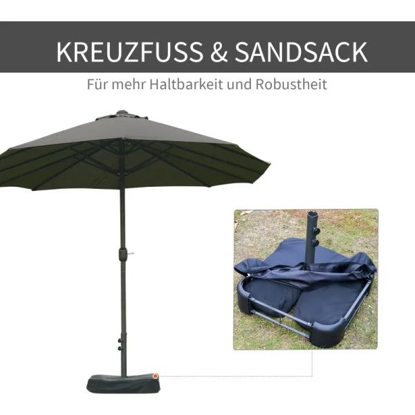  Parasol Tuinparaplu Marktparaplu Dubbele Parasol Terrasparaplu Met Parasolstandaard Handslinger Donkergrijs Ovaal 460 X 270 X 240 Cm 7