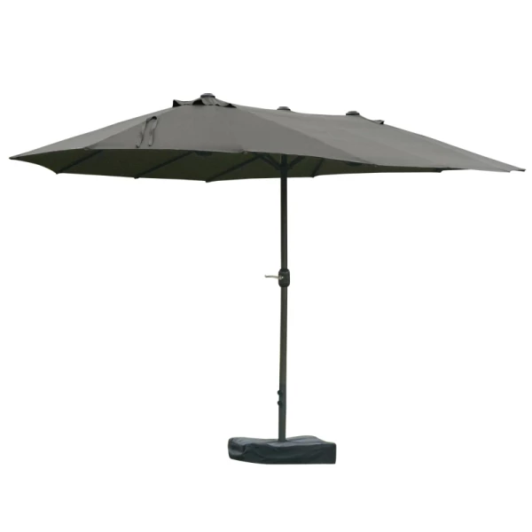 Parasol Tuinparaplu Marktparaplu Dubbele Parasol Terrasparaplu Met Parasolstandaard Handslinger Donkergrijs Ovaal 460 X 270 X 240 Cm 1