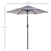  Parasol Tuinparaplu Patio Parapluframe Staal Buiten Blauw Gestreept Ø230 X 216 Cm 3