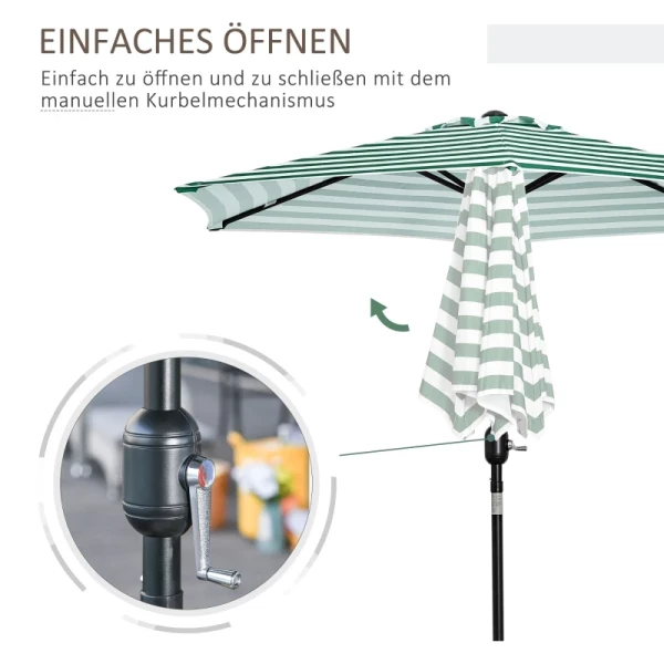  Parasol Tuinparaplu Patio Parapluframe Staal Outdoor Groen Gestreept Ø230 X 216 Cm 4