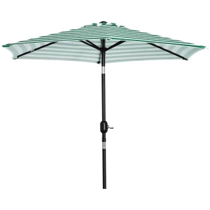  Parasol Tuinparaplu Patio Parapluframe Staal Outdoor Groen Gestreept Ø230 X 216 Cm 1