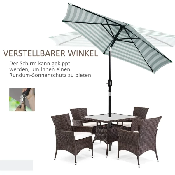  Parasol Tuinparaplu Patio Parapluframe Staal Outdoor Groen Gestreept Ø230 X 216 Cm 5