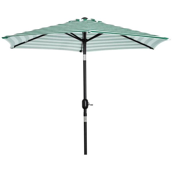 Parasol Tuinparaplu Patio Parapluframe Staal Outdoor Groen Gestreept Ø230 X 216 Cm 1