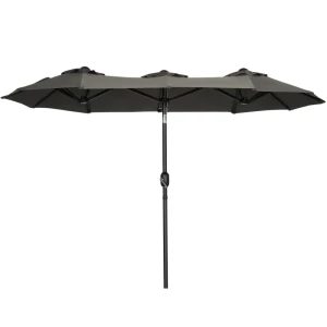  Parasol, Tuinparasol, Kantelbaar, Met Handslinger, Windkap, Polyester+staal, Grijs, 285 X 147 Cm 1