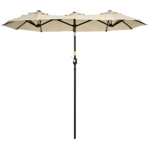  Parasol, Tuinparasol, Kantelbaar, Met Zwengel, Windkap, Polyester+staal, Kaki, 285 X 147 Cm 1