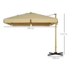  Parasol, Vrijdragende Parasol, Kantelbaar, In Hoogte Verstelbaar, Met Beschermhoes, Kaki, 2,95 X 2,95 X 2,75 M 3