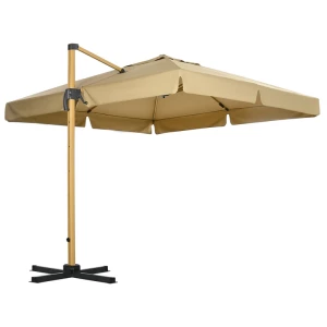  Parasol, Vrijdragende Parasol, Kantelbaar, In Hoogte Verstelbaar, Met Beschermhoes, Kaki, 2,95 X 2,95 X 2,75 M 1