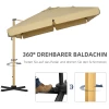  Parasol, Vrijdragende Parasol, Kantelbaar, In Hoogte Verstelbaar, Met Beschermhoes, Kaki, 2,95 X 2,95 X 2,75 M 5