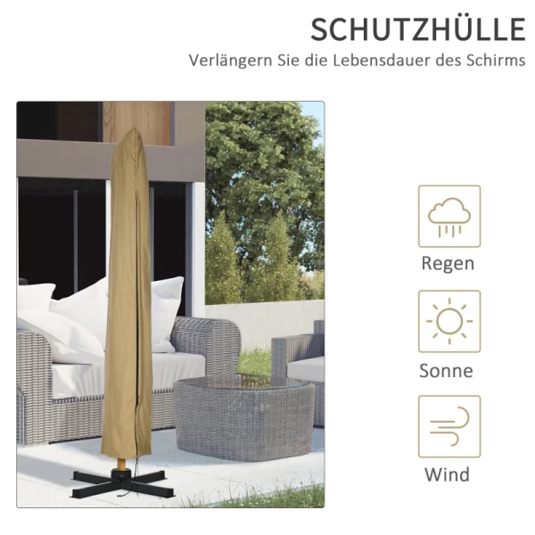  Parasol, Vrijdragende Parasol, Kantelbaar, In Hoogte Verstelbaar, Met Beschermhoes, Kaki, 2,95 X 2,95 X 2,75 M 8