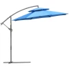  Parasol Zweefparasol Ø2,67 X 2,45 M Zwengelparasol Met Dubbel Dak Kruisvoet Staal Buitenzonwering Polyester Staal Blauw 1