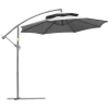  Parasol Zweefparasol Ø2,67 X 2,45 M Zwengelparasol Met Dubbel Dak Kruisvoet Staal Buitenzonwering Polyester Staal Lichtgrijs 11