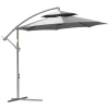  Parasol Zweefparasol Ø2,67 X 2,45 M Zwengelparasol Met Dubbel Dak Kruisvoet Staal Buitenzonwering Polyester Staal Lichtgrijs 1