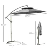  Parasol Zweefparasol Ø2,67 X 2,45 M Zwengelparasol Met Dubbel Dak Kruisvoet Staal Buitenzonwering Polyester Staal Lichtgrijs 3