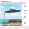  Parasol Zweefparasol Ø2,67 X 2,45 M Zwengelparasol Met Dubbel Dak Kruisvoet Staal Buitenzonwering Polyester Staal Lichtgrijs 7