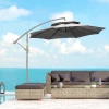  Parasol Zweefparasol Ø2,67 X 2,45 M Zwengelparasol Met Dubbel Dak Kruisvoet Staal Buitenzonwering Polyester Staal Lichtgrijs 10