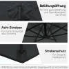  Parasol Zweefparasol, Zwengelparasol Met Zwengel, Rond, Stalen Boogstangen En Stalen Staven, Polyester Stof, Zwart, Ø3 X 2,5H M 5