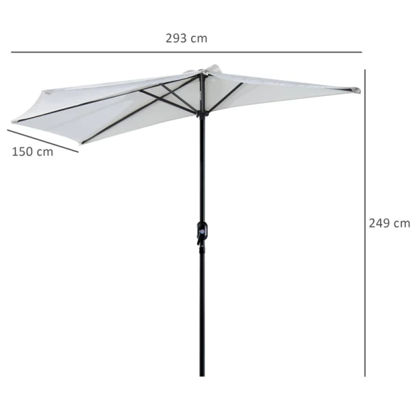  Parasol, Zwengelparasol, Tuinparasol, Marktparasol, Metaal, Halfrond, Crème Wit+zwart 3