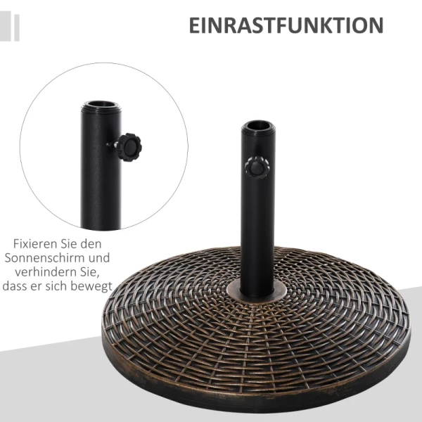  Parasolstandaard Paraplubak Parapluhouder Parasolvoet 25 Kg Rotan Look Mandstandaard Paraplu Ø35/Ø38/Ø48 Mm Kunststof + Cement Antiek Brons Ø53 X 40 Cm 4