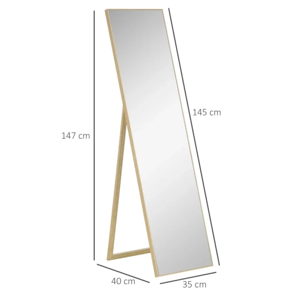  Passpiegel Met Standaard Vrijstaand 40cm X 35cm X 147cm Naturel 3