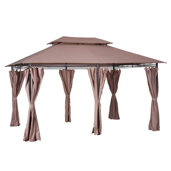 Paviljoen 3x4m Tuinpaviljoen Met 6 Zijdelen Partytent Tuintent Partytent Met Dubbel Dak Khaki 11