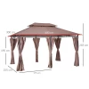  Paviljoen 3x4m Tuinpaviljoen Met 6 Zijdelen Partytent Tuintent Partytent Met Dubbel Dak Khaki 3