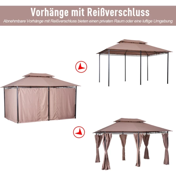 Paviljoen 3x4m Tuinpaviljoen Met 6 Zijdelen Partytent Tuintent Partytent Met Dubbel Dak Khaki 5