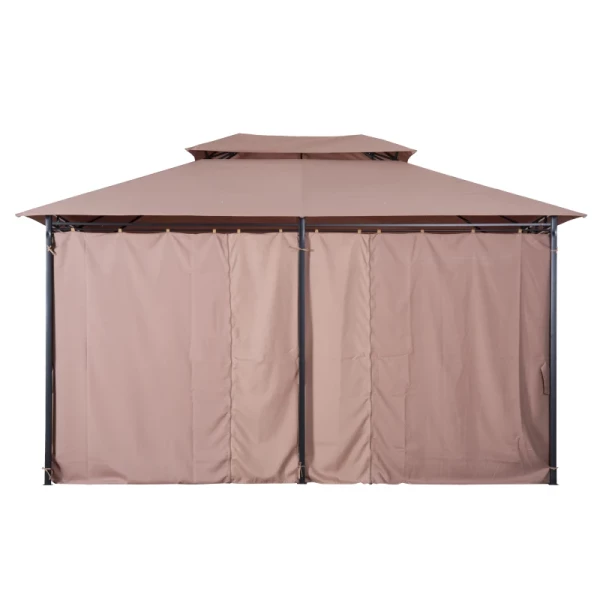  Paviljoen 3x4m Tuinpaviljoen Met 6 Zijdelen Partytent Tuintent Partytent Met Dubbel Dak Khaki 7