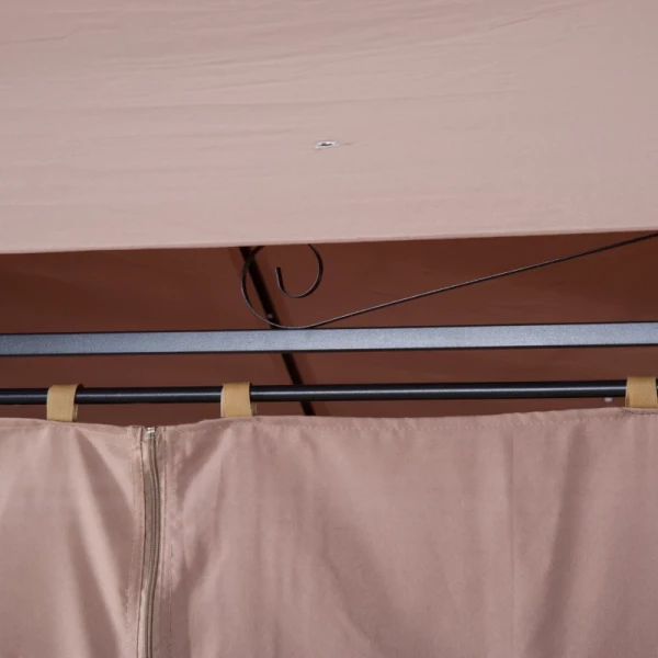  Paviljoen 3x4m Tuinpaviljoen Met 6 Zijdelen Partytent Tuintent Partytent Met Dubbel Dak Khaki 8