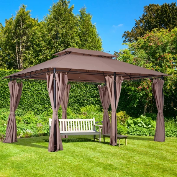 Paviljoen 3x4m Tuinpaviljoen Met 6 Zijdelen Partytent Tuintent Partytent Met Dubbel Dak Khaki 10