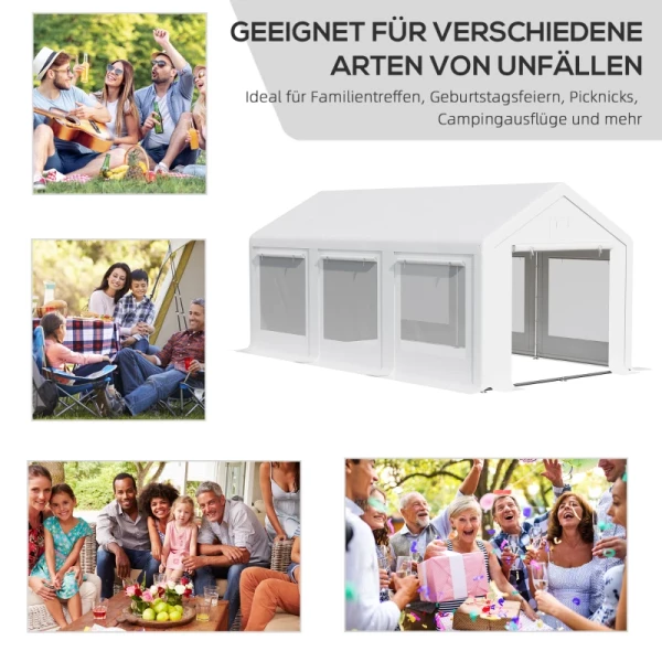  Paviljoen 6m X 3m Partytent Met Verwijderbare Zijwanden Tuintent Paviljoen Deuren Ramen Voor Familiebijeenkomsten Buitenfeest Wit 4