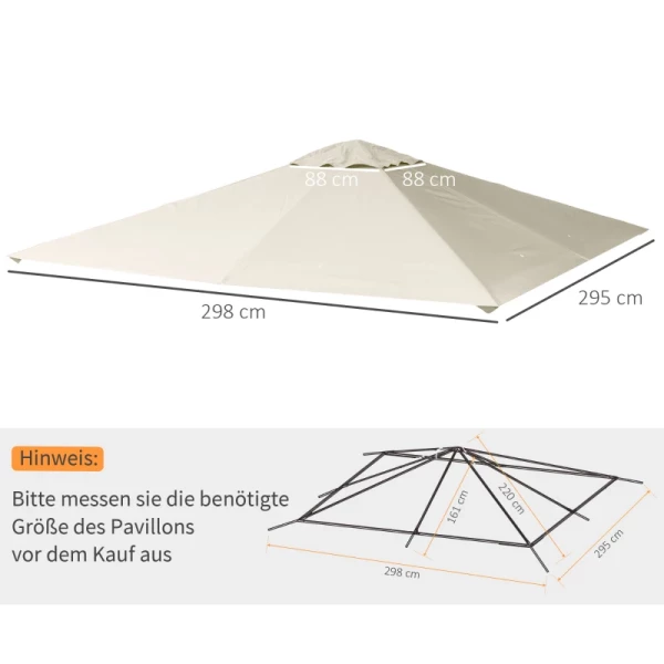  Paviljoen Dak Vervangend Paviljoen Paviljoen Afdekking Zonnescherm Polyester Beige 2,98 X 2,95 M 3