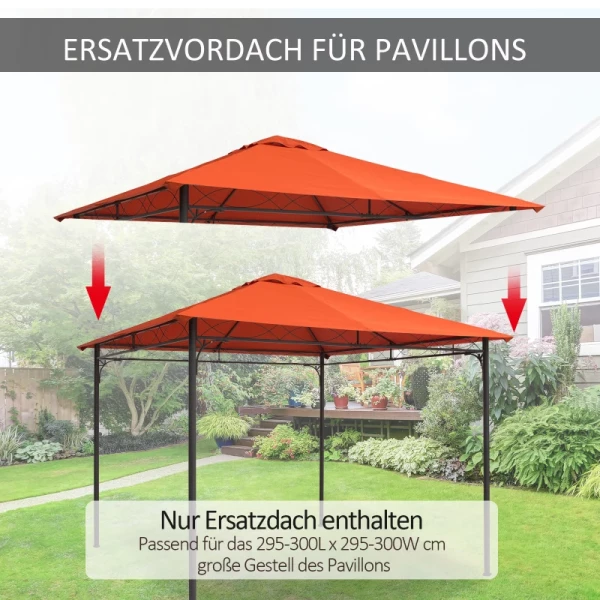  Paviljoen Dak Vervangend Paviljoen Paviljoen Afdekking Zonnescherm Polyester Oranje 2,98 X 2,95 M 7