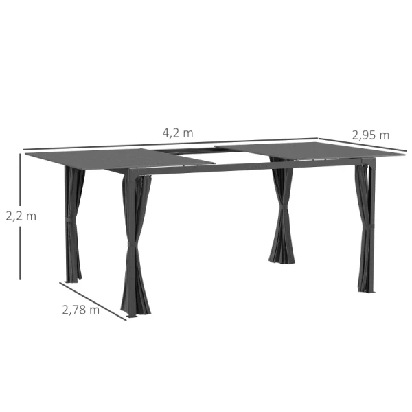  Paviljoen Intrekbaar Dak Vier Gordijnen Aluminium Frame Donkergrijs 3 X 3 X 2,2 M 3