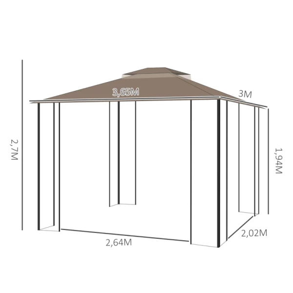  Paviljoen Met Insectengaas En Hoekplanken, Bruin+beige, 3,7 X 3 M 3