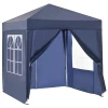  Paviljoen Met Luifel, Snelle Montage, 4 Zijwanden, 2 Grote Ramen, Stalen Frame, Blauw, 2 X 2 X 2,4 M 1