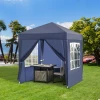  Paviljoen Met Luifel, Snelle Montage, 4 Zijwanden, 2 Grote Ramen, Stalen Frame, Blauw, 2 X 2 X 2,4 M 9