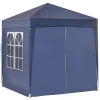  Paviljoen Met Luifel, Snelle Montage, 4 Zijwanden, 2 Grote Ramen, Stalen Frame, Blauw, 2 X 2 X 2,4 M 10