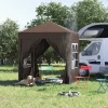  Paviljoen Met Luifel, Snelle Montage, 4 Zijwanden, 2 Grote Ramen, Stalen Frame, Zwart, 2 X 2 X 2,4 M 2